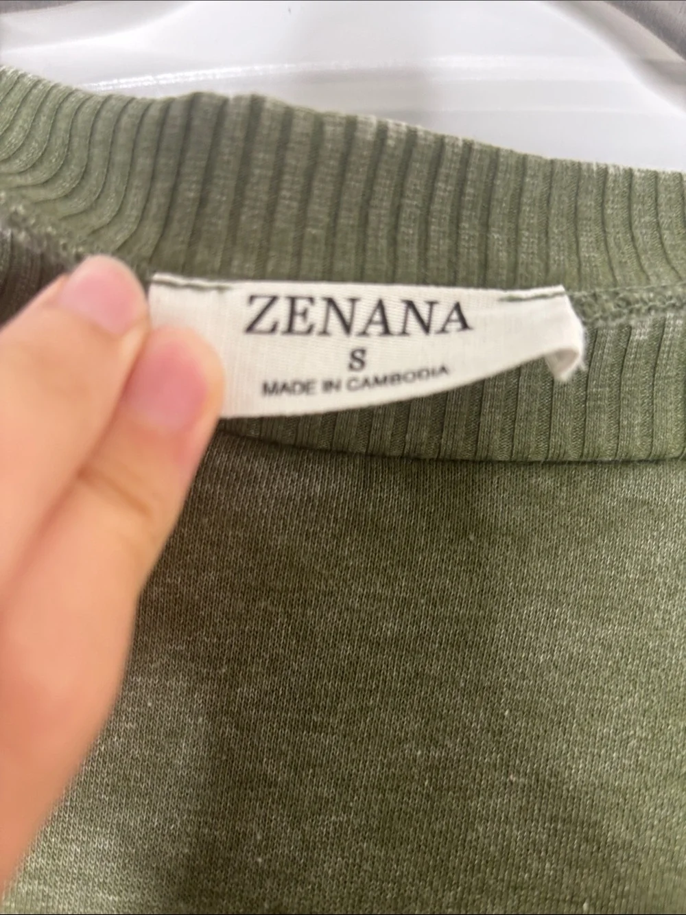 Zenana Outfitters Olive Green Washed Crewneck Sweatshirt - Picture 3 of 4